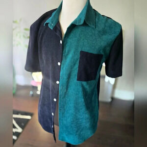 Romwe Men's Large Black and Green Bowling Shirt